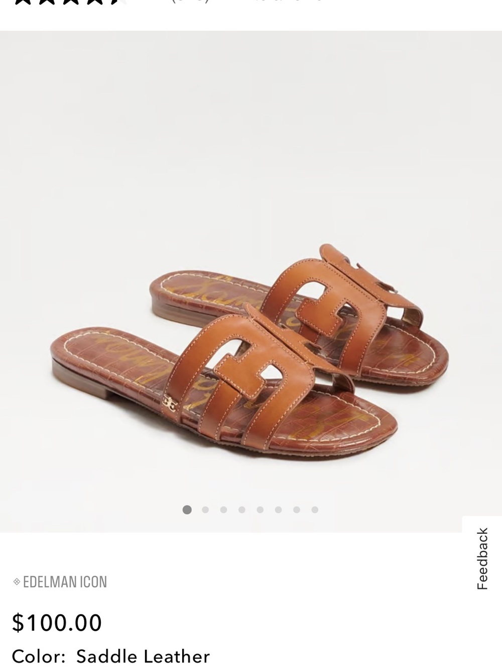 Sam Edelman Tan Leather Cutout Slide Sandals
